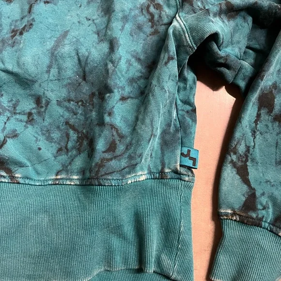 Joy Lab Teal and Black Acid Wash Cropped Sweatshirt Size XS - Picture 2 of 4